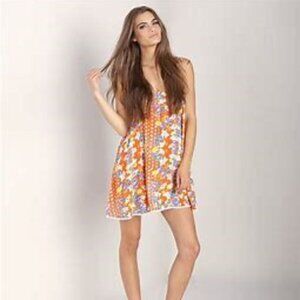 MinkPink Womens Orange Blossoms Dress Small